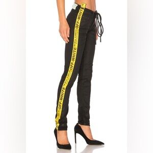 Off White Yellow Stripe Skinny Jeans
